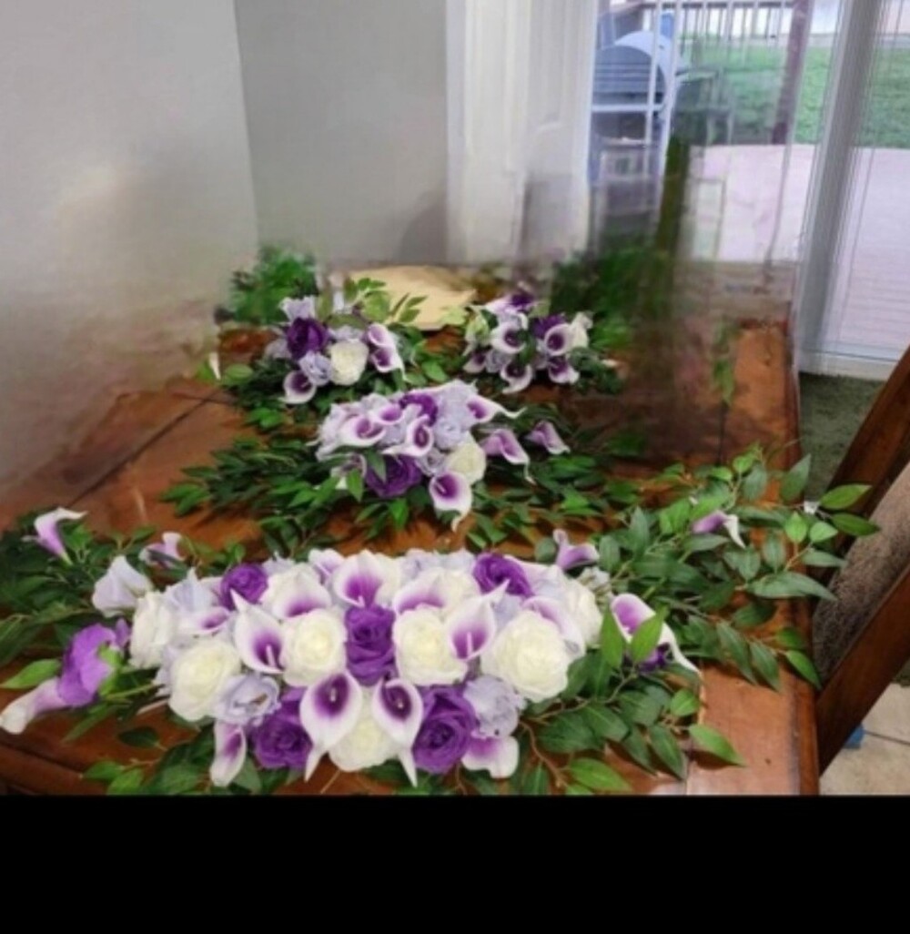Purple and White Wedding Arch Flowers